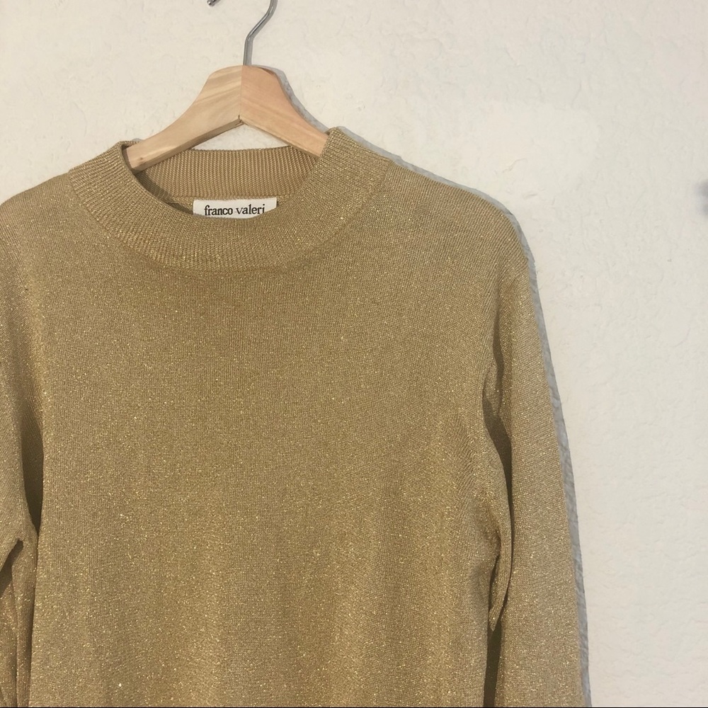 VINTAGE FRANCO VALERI GOLD SPARKLE MOCK NECK